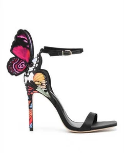 Damen-Sandalen spitz zulaufend dünne Absätze High Heels Schmetterling Leder 2025 Sommer - Bild 1 von 4