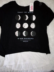 NWT JUSTICE GIRLS Glitter Moon Phases 2Fer Keyhole Back Top Size 8 (5) - Picture 1 of 3