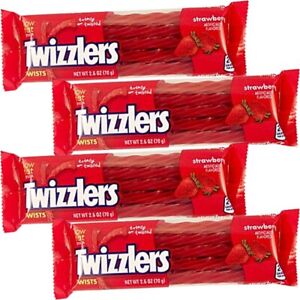4x Twizzlers Strawberry Twists 70g Low Fat Snack American Candy