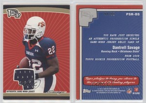 2008 Topps Progression Single Jersey Relics Gold /99 Dantrell Savage Rookie RC
