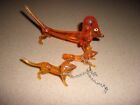 Lucite dachshund dog set Momma dog and puppies   Set of 3 amber plastic VINTAGE