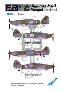Calcomanías Modelos LF 1/48 HAWKER HURRICANE Mk.II SOBRE PORTUGAL Parte 1 - Imagen 1 de 1