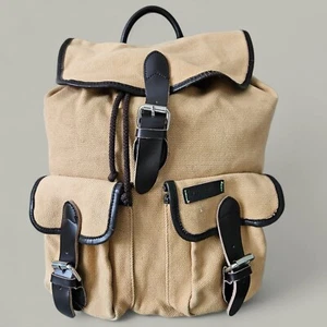 Ossington Backpack Heavy Canvas Leather Cotton Top Open Knapsack Minimalist Bag - Picture 1 of 22
