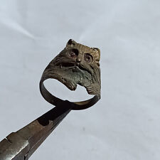 EXTREMELY RARE ANCIENT ROMAN STERLING BRONZE RING VINTAGE LION HEAD INTAGLIO