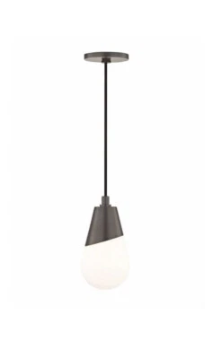 New Mitzi By Hudson H101701-OB Cora 17” One Light Pendant  Old Bronze w White - Image 1 of 4