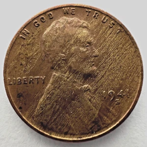 1941 S Lincoln Wheat Cent Error Improper Alloy Mix Woody US Mint 1c Bronze Penny - Picture 1 of 12