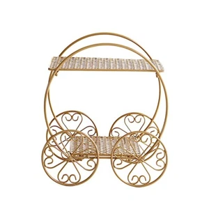 Gold 14" Cinderella Carriage 2 Tier Cupcake Dessert Display Stand Party Events - Picture 1 of 9