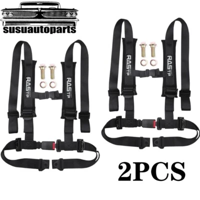 Pair of 4 Point Harness Racing Seat Belt Black - 2" Padding For CanAm X3 YXZ UTV - Image 1 of 4