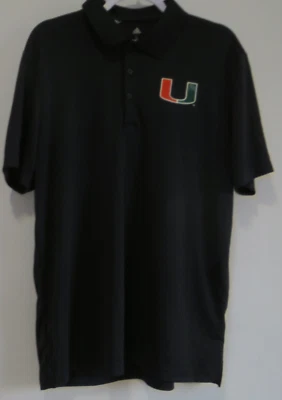 Polo Miami Hurricanes Adidas Equipo de Golf Emitido Para Hombres Grande Lateral Cuello Negro Foto 1 de 4