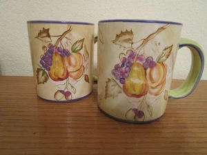 2 passende Zrike handbemalte "Toskanische Früchte" Kaffeetassen/Becher KOSTENLOSER VERSAND gebraucht - Bild 1 von 10