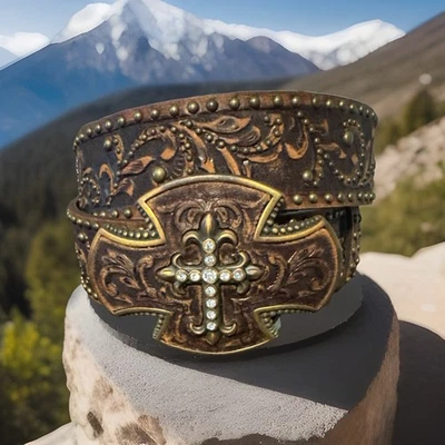 Tony Lama SOUTHWEST CROSS Belt Size 32 Leather NWT C50585 List $70 Rare Find! - Image 1 of 4