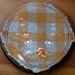 Vintage Mikasa Cherry Blossom Time Crystal Cake Plate Toska Germany - Picture 1 of 12