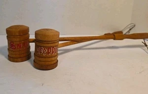 Shaker sale e pepe vintage difficile da trovare manico lungo grigliato-legno-manico - Foto 1 di 8