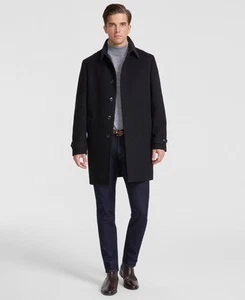 Tommy Hilfiger Mens Classic fit Overcoat Coat 44 L Black Solid - Picture 1 of 3
