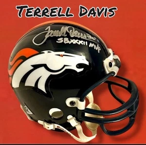 MINICASCO TERRELL DAVIS AUTOGRAFIADO FIRMADO DENVER BRONCOS con certificado de autenticidad - Imagen 1 de 7