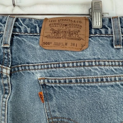 Vintage Levis 505 Jeans Mens 38x30 (36x29) Blue Regular Fit Orange Tab - Image 1 of 4