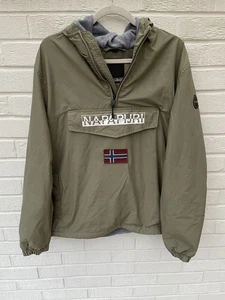 Napapijri Jacket Mens Large Green Anorak Overhead Rainforest Pouch Taped Seams - Picture 1 of 8