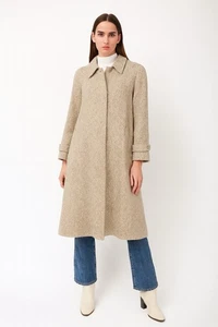 Abrigo FORENZA vintage años 80 gabardina jaspeado estampado en zig zag la limitada lana marfil S - Imagen 1 de 11