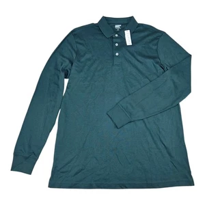 New Lands' End Men's Big & Tall Size LT Supima Green Polo Shirt Long Sleeve NWT - Picture 1 of 7