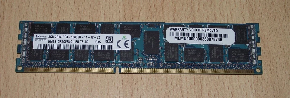 8GB DDR3 Server-Ram Hynix HMT31GR7CFR4C-PB T8 AD 1600MHz - Bild 1 von 1