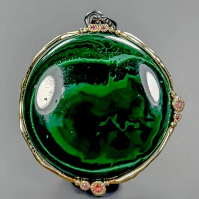 Joia joia 85 ct+ pingente de malaquita natural prata esterlina 925/NP50900 - Imagem 1 de 4