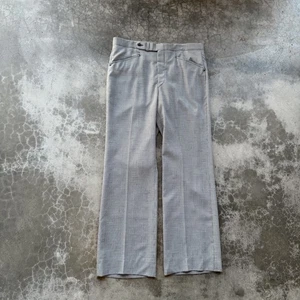 VTG 50’s Sansabelt Grey Black Houndstooth Wide Leg Flare Slacks Dress Pant 35x31 - Picture 1 of 9