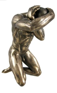 6” Male With Head In Hands Figure Bronze Color Statue - Picture 1 of 5