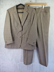 Vintage Roger Crawford Pure Wool Mens Houndstooth Check Suit Chest 40"  W38xL29 - Picture 1 of 22