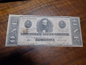 1862 Confederate States of America One Dollar - Criswell # T-55 - VF - Picture 1 of 2
