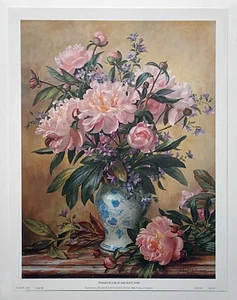 Peonies in a Blue and White Vase, by Albert Willams reproduction print - Picture 1 of 1
