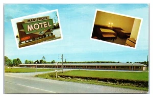 Postal de Manistique Motel en Manistique Michigan década de 1950 - Imagen 1 de 2