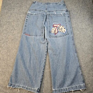 Jean vintage JNCO Seven 7 dés 34x32 patineur jambes larges baggy bleu année 2000 - Photo 1/21