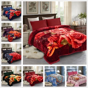 Rosen Blumen Motiv Nerz Decke Wende Dicke Bettdecken Winter Queen King - Bild 1 von 43