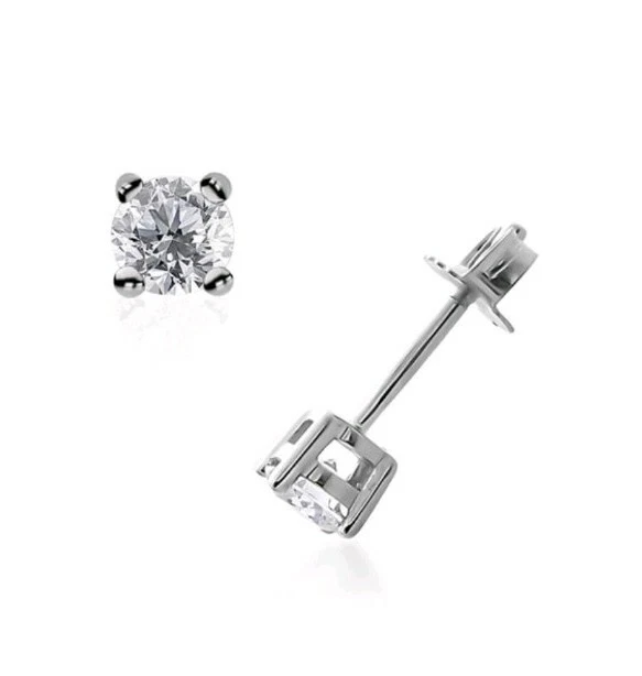 White gold 9ct G H I3 Certified Round Diamond Women Stud Earrings free postage  - Image 1 of 4