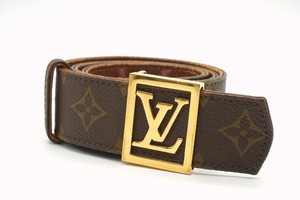 Louis Vuitton Vintage Waistmark Gürtel Monogramm LV Logo Schnalle PVC Brown