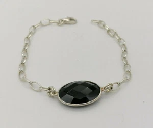 bracciale donna argento 925 onice nero cabochon FATTO IN ITALIA regolabile - Foto 1 di 7