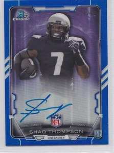 SHAQ THOMPSON 2015 BOWMAN CHROME BLUE REFRACTOR ON-CARD AUTO ROOKIE /99 PANTHERS - Picture 1 of 1