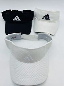 Adidas Visors One Size Black White Lot of 3 Adjustable
