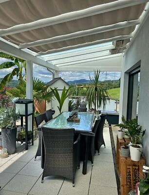 GÖTZ GARDINEN MAß-KONFEKTION OHNE ALU Beschattung Faltenbeschattung Seilspannmarkise Terrassenbeschattung