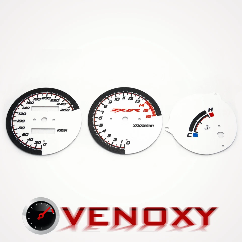 Kawasaki ZX6R Ninja 600 1995-1997 KM/H mercado de accesorios caras de calibre blanco Foto 1 de 1