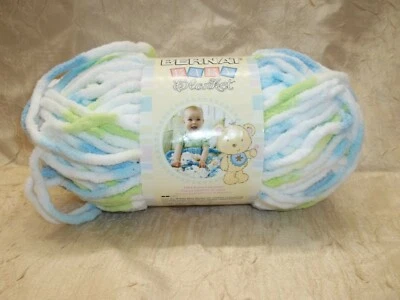 Bernat Baby Blanket Yarn 1 Skein Funny Prints 3.5 oz. each Blue Green White - Image 1 of 4