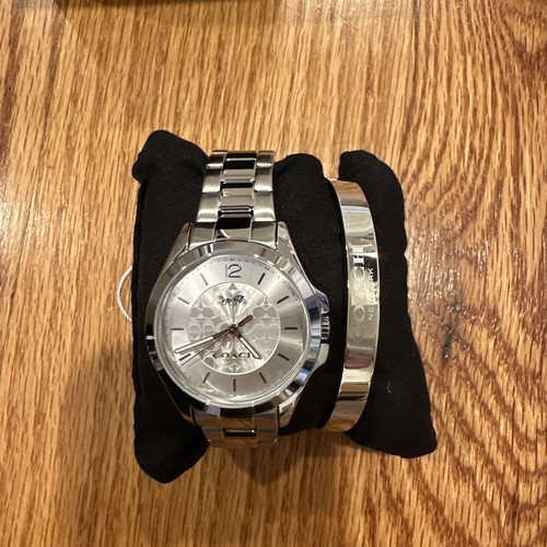 NUOVO Orologio Donna Coach Libby Set Regalo con Bracciale Argento Stile C4719