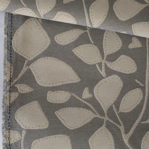 Vtg Luxury Upholstery Fabric Contemporary Botanical Gray, Cream Leaves 3.2 yds - Picture 1 of 10