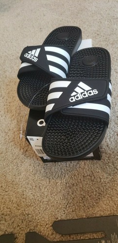 Adidas Black and White Slides with logo