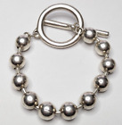 Uno De 50 Silver Tone Ball Bead Chain Toggle Bracelet 8" Long 3/8" Wide ~ Large