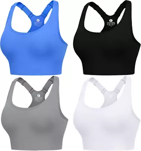 Adjustable Sports Bras for Women 3/4 Pack Racerback High Support Bras Padded Wor - Picture 1 of 12
