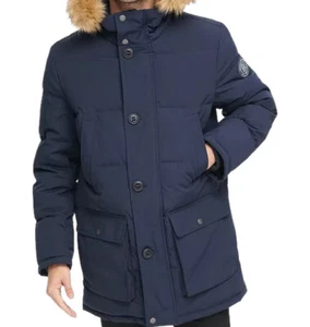 Abrigo largo de snorkel Tommy Hilfiger para hombre en negro talla pequeña MRSP $350 - Imagen 1 de 18