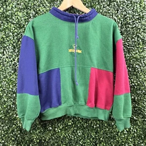 Vintage Youth Colorblock Crewneck Sweatshirt 90s Grunge Green Blue red Large - Picture 1 of 7