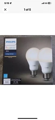 Philips Hue White A19 2-Pack bulbs 60W Equivalent Brand New No Box Not Refurbs! - Image 1 of 2