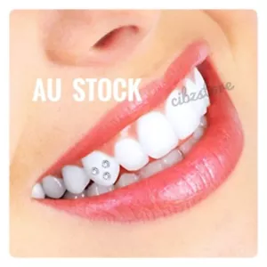 5x Tooth Gem Stone Rhinestone Austrian Gem Crystals Teeth Jewelry Top Quality AU - Picture 1 of 3